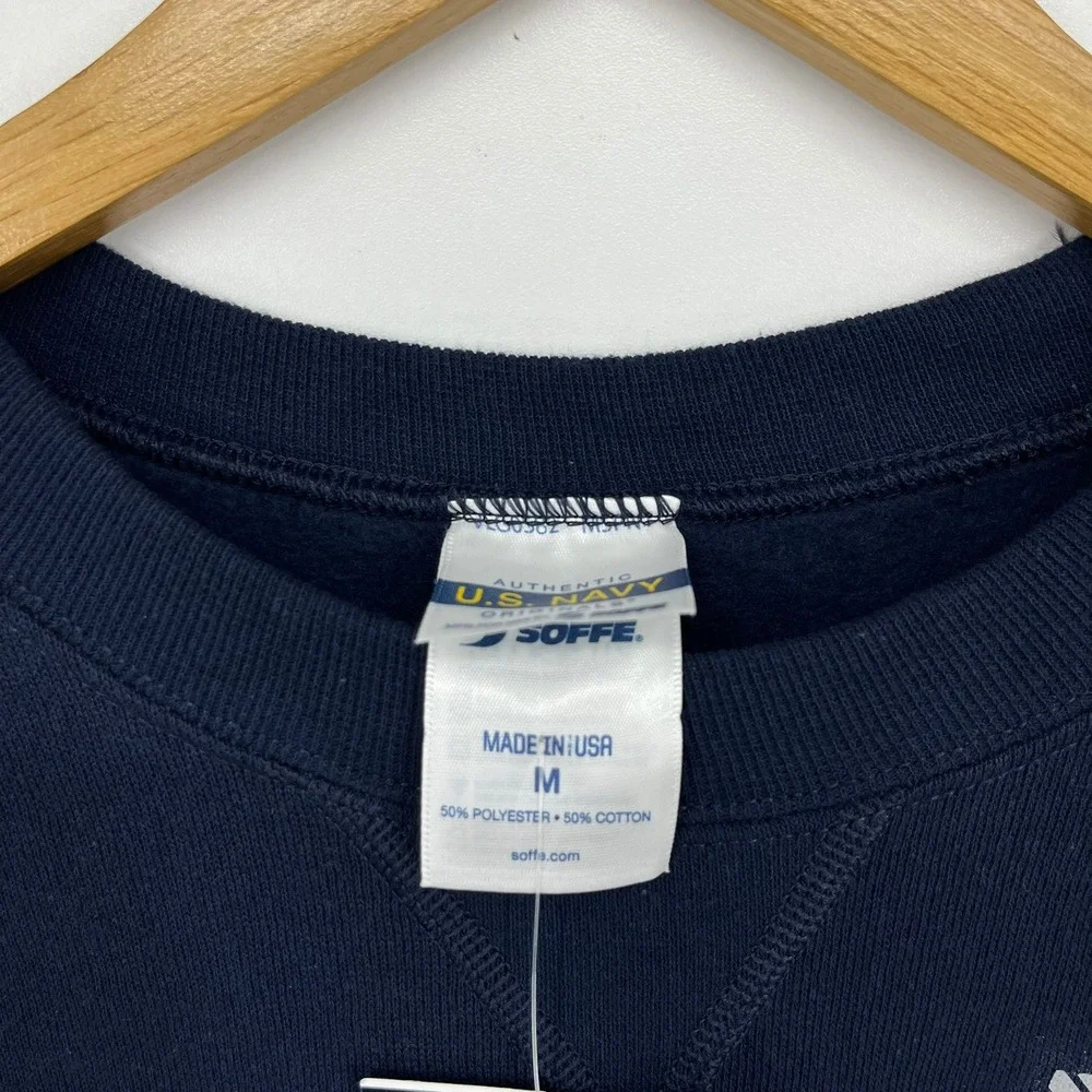 Soffe Mens US Navy Reflective Logo Crewneck Fleece Sweatshirt Blue Size M NWT